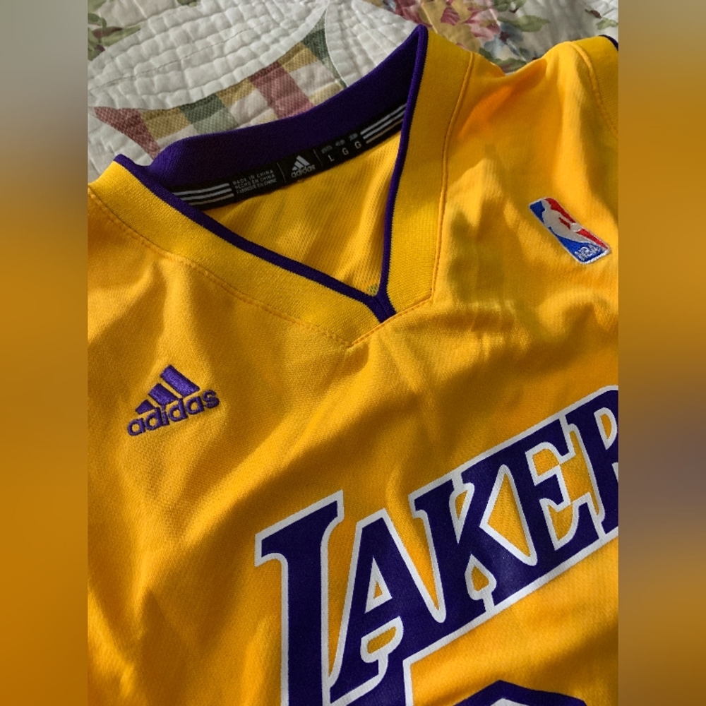 Adidas Gold and Purple Lakers Jersey